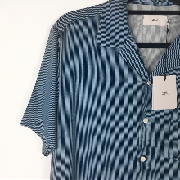 NWT Onia short sleeve stripe woven shirt medium - Picture 5 of 7